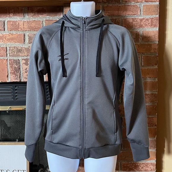 Mizuno Performance Gray Waffle Print Hooded Jacket - Picture 1 of 5